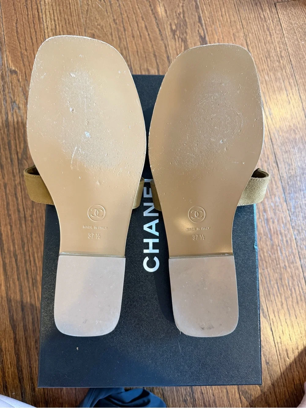 CHANEL suede slides